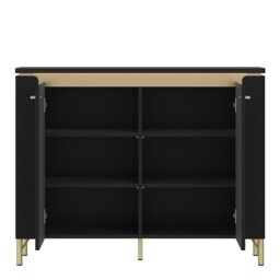 Rackhams Genoa Sideboard 2 Door in Black Matt/Gold - Black - 110.4 - 1 - thumbnail 2