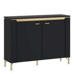 Rackhams Genoa Sideboard 2 Door in Black Matt/Gold - Black - 110.4 - 1