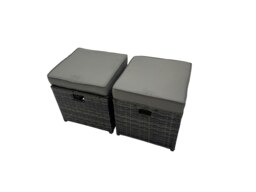Rackhams Outdoor Love Sofa 3 Seater Sofa Coffee Table Set Garden Rattan Furniture Set 8 Seater with 3 Stools Dark Grey - thumbnail 6