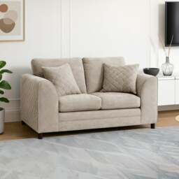 Rackhams Quilted Full Fabric Chenille Sofa Suite - Grey - thumbnail 2