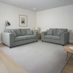 Rackhams Quilted Full Fabric Chenille Sofa Suite - Grey - thumbnail 1