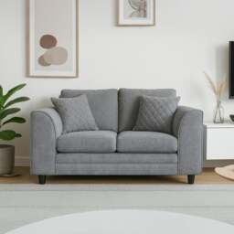 Rackhams Quilted Full Fabric Chenille Sofa Suite - Grey - thumbnail 6