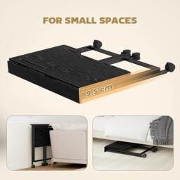 Rackhams Small Writing Desk with Wheels, Folding Study Table - 80W x 52D x 75H cm - Black - thumbnail 4