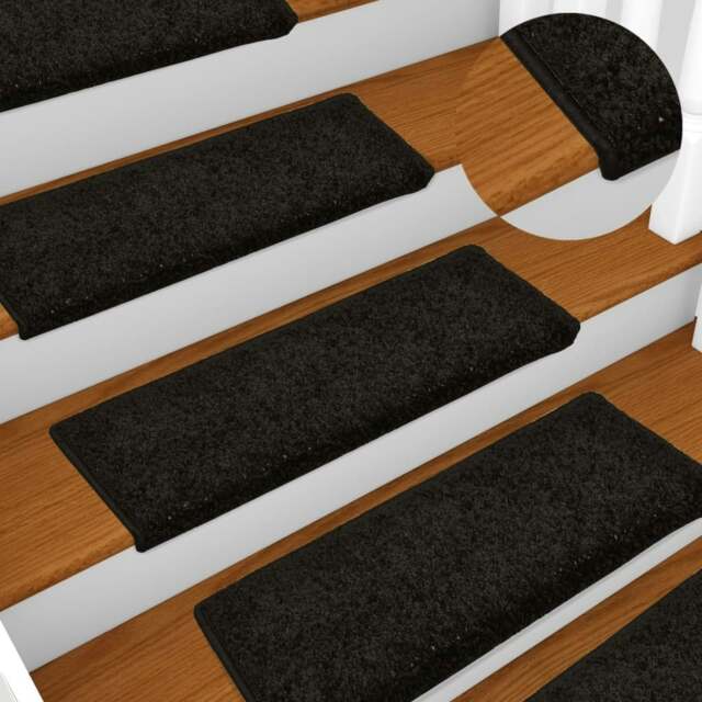 Rackhams Stair Mats 10 pcs 65x21x4 cm Black