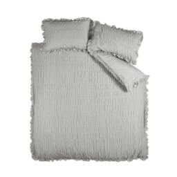 Rackhams Seersucker Frill Duvet Cover Set - Silver - Single - thumbnail 3