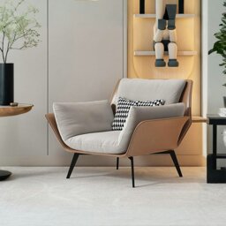 Rackhams Genevieve Armchair, Leather - Brown - thumbnail 1