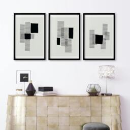 Rackhams Abstract Art Painting - Set of 3 Abstract Wall art Prints - 16 x 22 inches / 40.65 cm x 56 cm - Polyester Canvas 260 gsm - Canvas wrapped - thumbnail 2