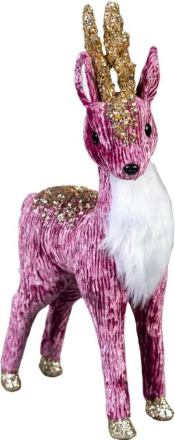 Rackhams 35cm Burgundy Reindeer Christmas Figurine with Velour Look, Gold Sequin Accents and Glitter Finish - image 1