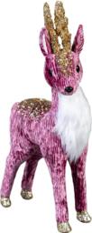 Rackhams 35cm Burgundy Reindeer Christmas Figurine with Velour Look, Gold Sequin Accents and Glitter Finish
