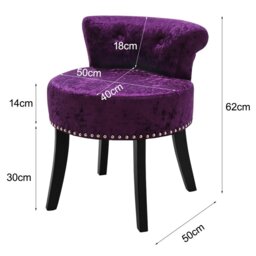 Rackhams Luxury Ice Velvet Dark Purple Upholstery Dressing Stool - Purple - thumbnail 3