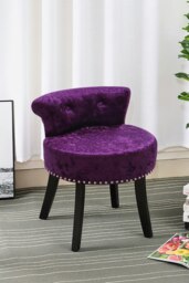 Rackhams Luxury Ice Velvet Dark Purple Upholstery Dressing Stool - Purple - thumbnail 2