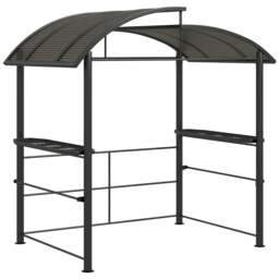 Rackhams 2.4 x 1.5m Outdoor Grill Gazebo with Side Shelves, PC Board Roof, Dark Grey - thumbnail 1