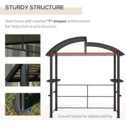 Rackhams 2.4 x 1.5m Outdoor Grill Gazebo with Side Shelves, PC Board Roof, Dark Grey - thumbnail 5