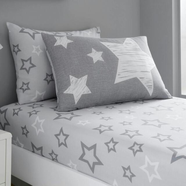 Rackhams Kids Sheet Set - Superstar - Grey - Double (135cm x 190cm) + 25cm Deep - image 1