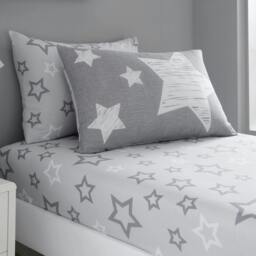 Rackhams Kids Sheet Set - Superstar - Grey - Double (135cm x 190cm) + 25cm Deep