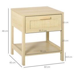Rackhams Nightstand Bedside Table End Table Storage Organizer W/ Drawer Shelf - thumbnail 5