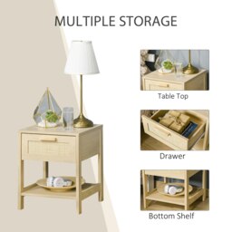 Rackhams Nightstand Bedside Table End Table Storage Organizer W/ Drawer Shelf - thumbnail 4