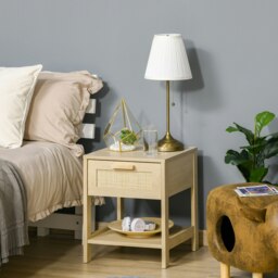 Rackhams Nightstand Bedside Table End Table Storage Organizer W/ Drawer Shelf - thumbnail 1