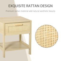 Rackhams Nightstand Bedside Table End Table Storage Organizer W/ Drawer Shelf - thumbnail 3