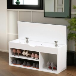 Rackhams Shoe Storage Bench 90CM White - thumbnail 3