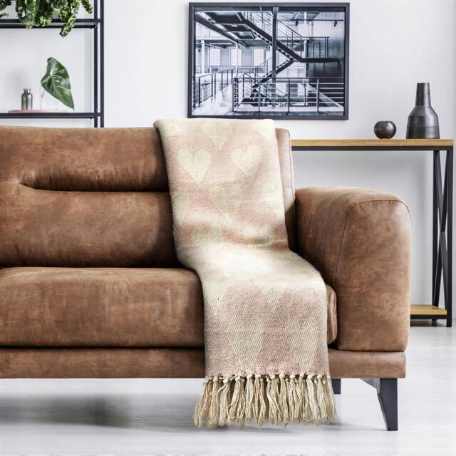 Rackhams Heart Recycled Cotton Throw - Blush - 127x152cm - image 1