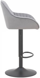 Rackhams Velluto Kitchen & Breakfast Bar Stool, Velvet Padded Seat & Backrest, Matt Black Footrest, Height Adjustable Swivel Gas Lift, Grey - thumbnail 2