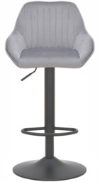 Rackhams Velluto Kitchen & Breakfast Bar Stool, Velvet Padded Seat & Backrest, Matt Black Footrest, Height Adjustable Swivel Gas Lift, Grey - thumbnail 3