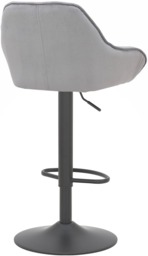 Rackhams Velluto Kitchen & Breakfast Bar Stool, Velvet Padded Seat & Backrest, Matt Black Footrest, Height Adjustable Swivel Gas Lift, Grey - thumbnail 4