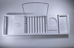Rackhams Bamboo Extendable Bath Tub Caddy Tray Bathtub Organizer Shelf Wine Tablet Holder - Bamboo - White - Bath Caddy