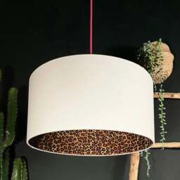 "Rackhams Leopard Print Silhouette Lampshade in Crisp White Cotton - Table / Floor Lamp - 70cm Diameter x 30cm Height / (27"" x 12"")"