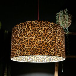 "Rackhams Leopard Print Silhouette Lampshade in Crisp White Cotton - Table / Floor Lamp - 70cm Diameter x 30cm Height / (27"" x 12"")" - thumbnail 2
