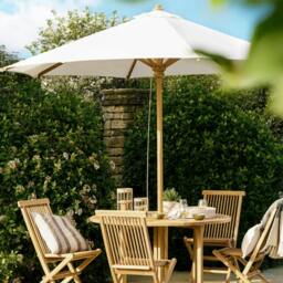 Rackhams Teak Wooden Garden Parasol - Teak - H255 x W200 x D300cm 14.5kg