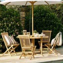 Rackhams Teak Wooden Garden Parasol - Teak - H255 x W200 x D300cm 14.5kg - thumbnail 3