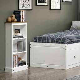 Rackhams Corona Low Narrow 3-Shelf Bookcase - Grey Wax - thumbnail 6
