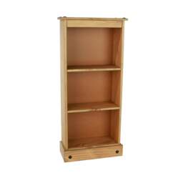 Rackhams Corona Low Narrow 3-Shelf Bookcase - Grey Wax - thumbnail 4