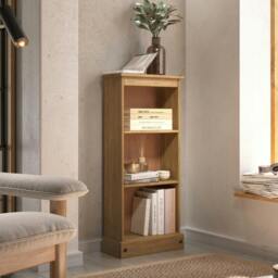 Rackhams Corona Low Narrow 3-Shelf Bookcase - Grey Wax - thumbnail 5