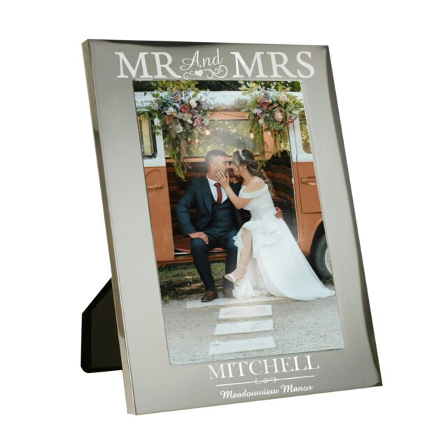 Rackhams Personalised Mr & Mrs 5x7 Silver Photo Frame - image 1