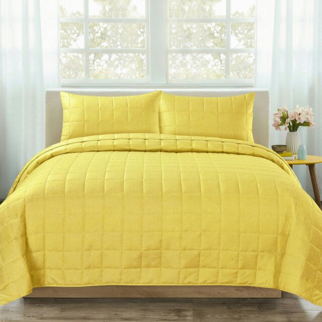 Rackhams Nolan Quilted Bedspread Set - Ochre - Double - image 1