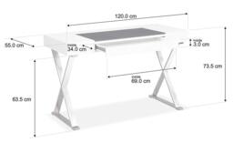 Rackhams ADONIS Gloss White and Chrome Legs Ergonomic Home Office Luxury Modern Desk - thumbnail 3