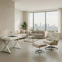 Rackhams ADONIS Gloss White and Chrome Legs Ergonomic Home Office Luxury Modern Desk - thumbnail 2