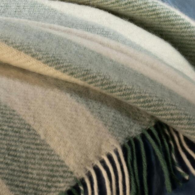 Rackhams Misty Green Brushed Wool Stripe Throw - image 1