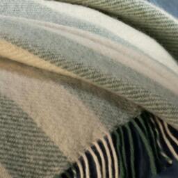 Rackhams Misty Green Brushed Wool Stripe Throw - thumbnail 1