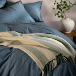 Rackhams Misty Green Brushed Wool Stripe Throw - thumbnail 2