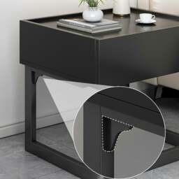 Rackhams Romina Dark Bedside Table - Option A - Cream - thumbnail 2