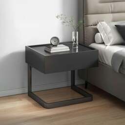 Rackhams Romina Dark Bedside Table - Option A - Cream - thumbnail 1