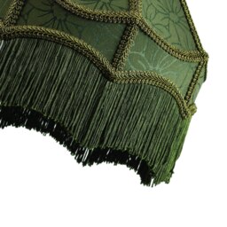 Rackhams Classic Victorian Style Empire Pendant Shade in Forest Green Fabric with Tassels - thumbnail 3
