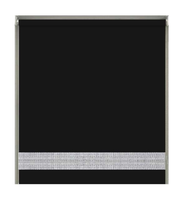 Rackhams Black Straight Diamante Edge Border Roller Blind - 115cm - image 1