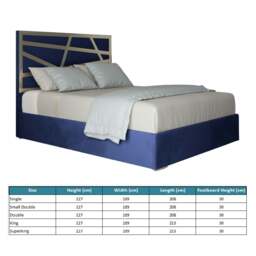 Rackhams Arabella Upholstered Soft Velvet Metal Bed Frame - Blue - Blue - Double - thumbnail 4