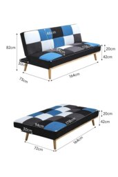 Rackhams 2-Seater Blue Checkered Sofa Bed - Blue - thumbnail 6