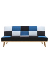 Rackhams 2-Seater Blue Checkered Sofa Bed - Blue - thumbnail 3